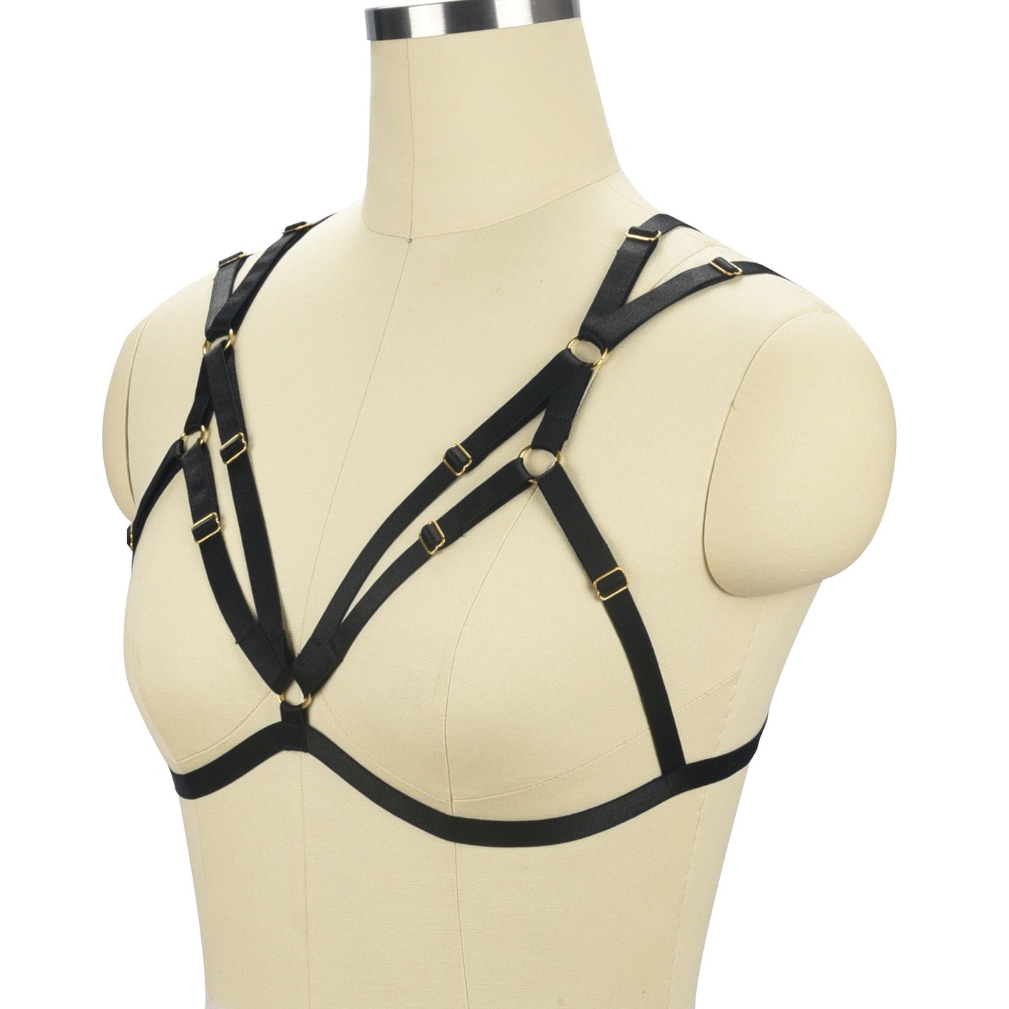 Chubby Strappy Bra Submissive Black Body Harness Lingerie