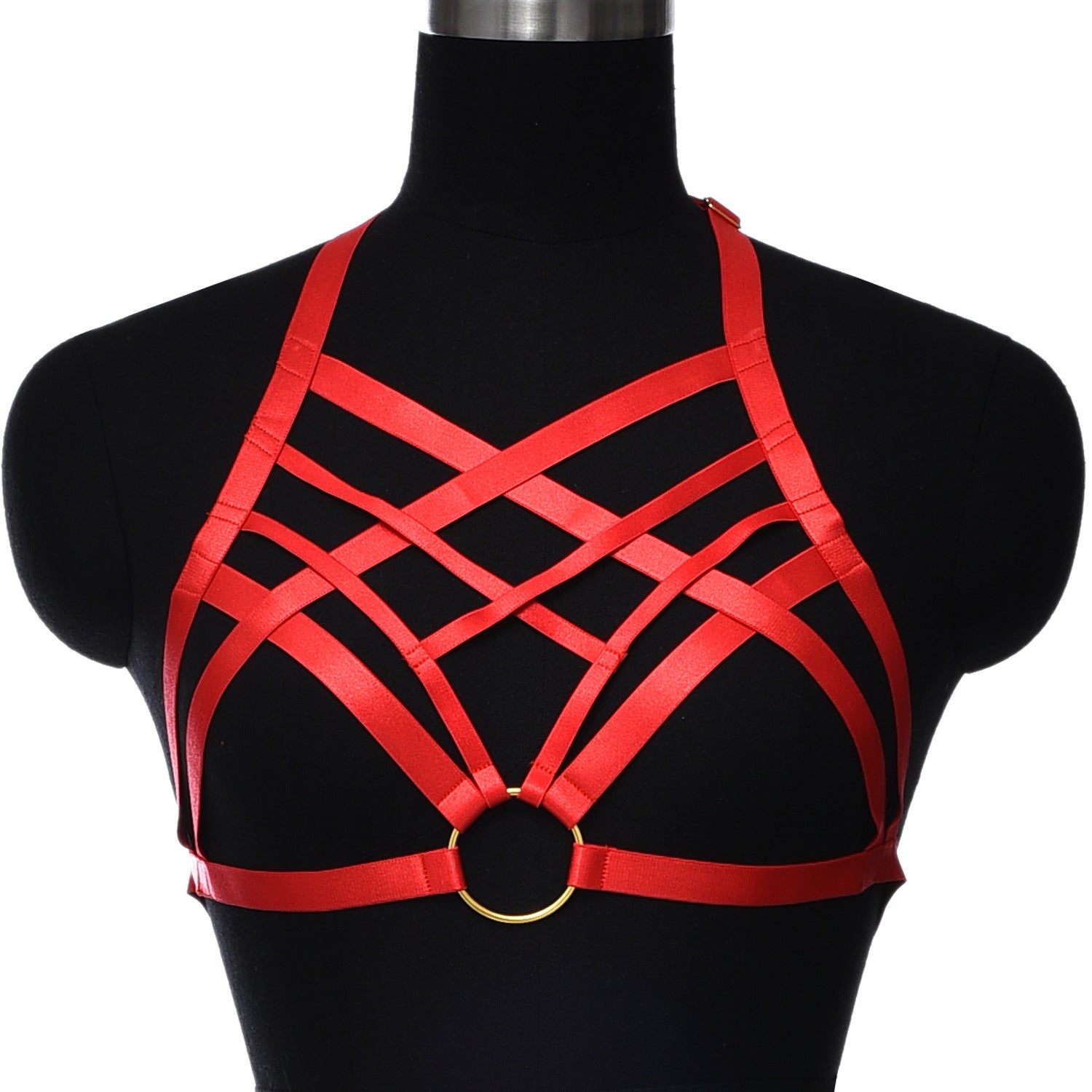 Chubby Strappy Bra Submissive Black Body Harness Lingerie