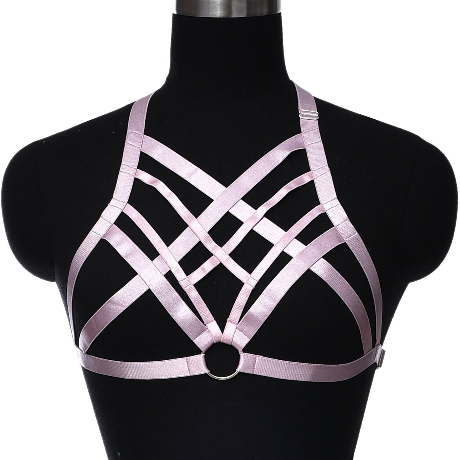 Chubby Strappy Bra Submissive Black Body Harness Lingerie