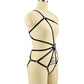 Chubby Womens Black Bodysuit Submissive Strappy Harness Lingerie Hot Teddy