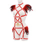 Couples Bodysuit Revealing Strappy Harness Lingerie Feather Bra Panties