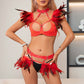 Couples Sexy Blonde Lingerie Set Red Bdsm Harness Lingerie Feather Bra Panties