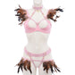 Couples Sexy Blonde Lingerie Set Red Bdsm Harness Lingerie Feather Bra Panties