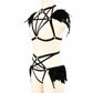 Couples Sexy Blonde Lingerie Set Strapy Bondage Harness Lingerie Feather Bra Panties