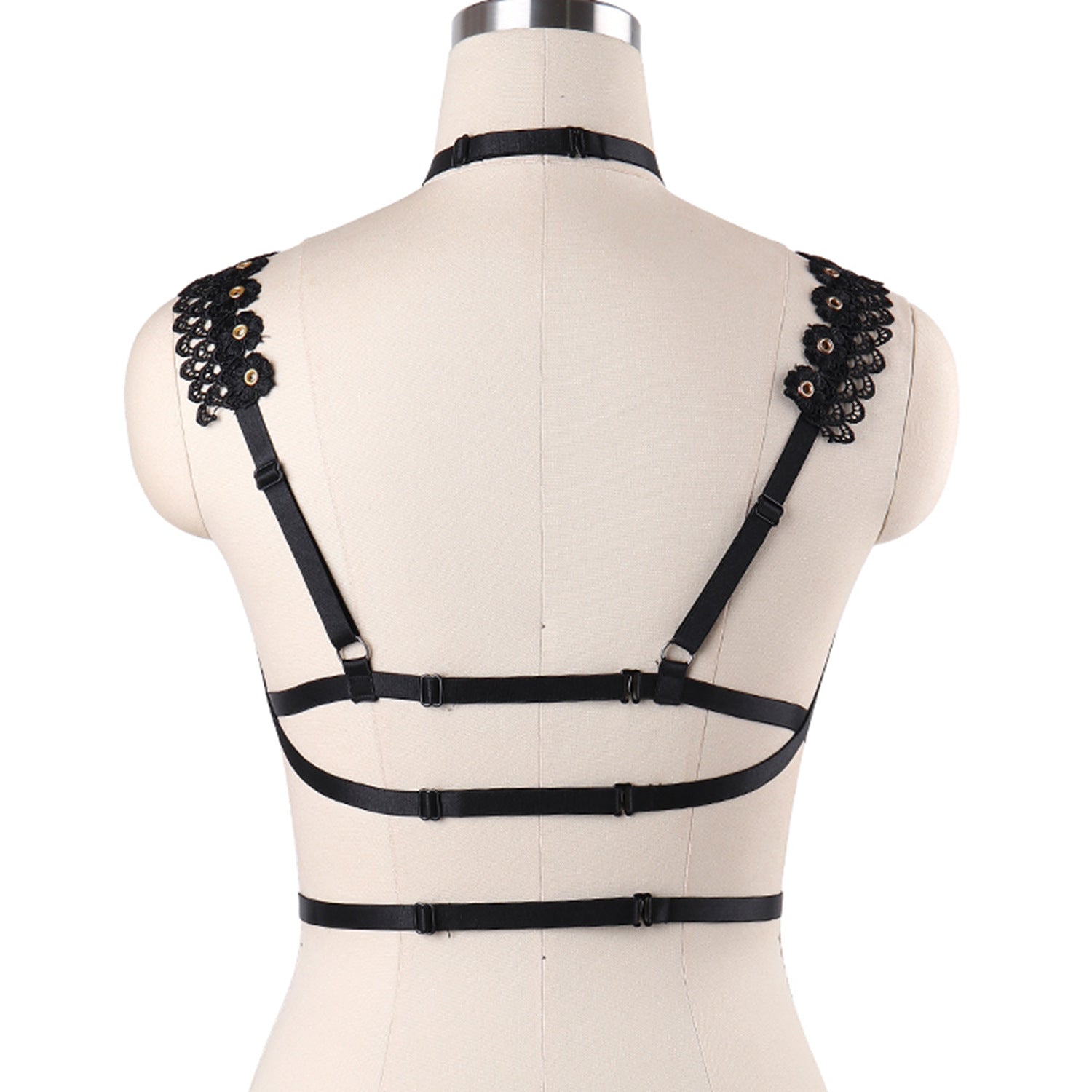 Extreme Bra for Sexy White Black Body Harness Lingerie