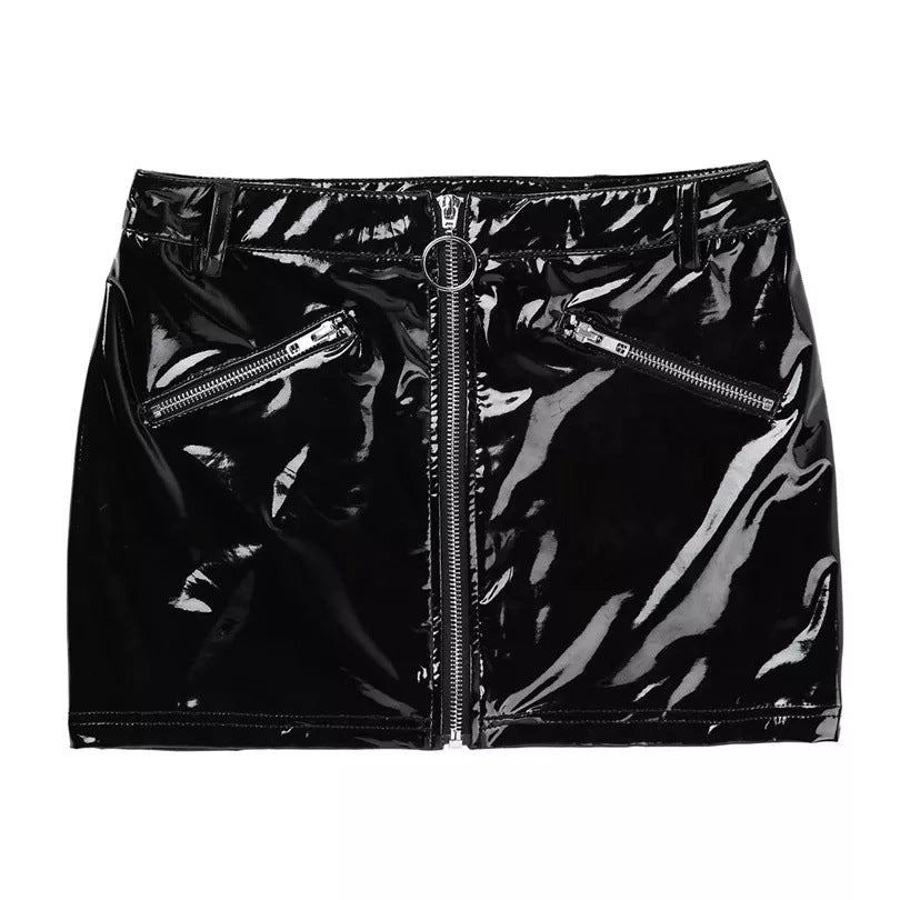 Extreme Crotchless Skirt Faux Leather Lingerie