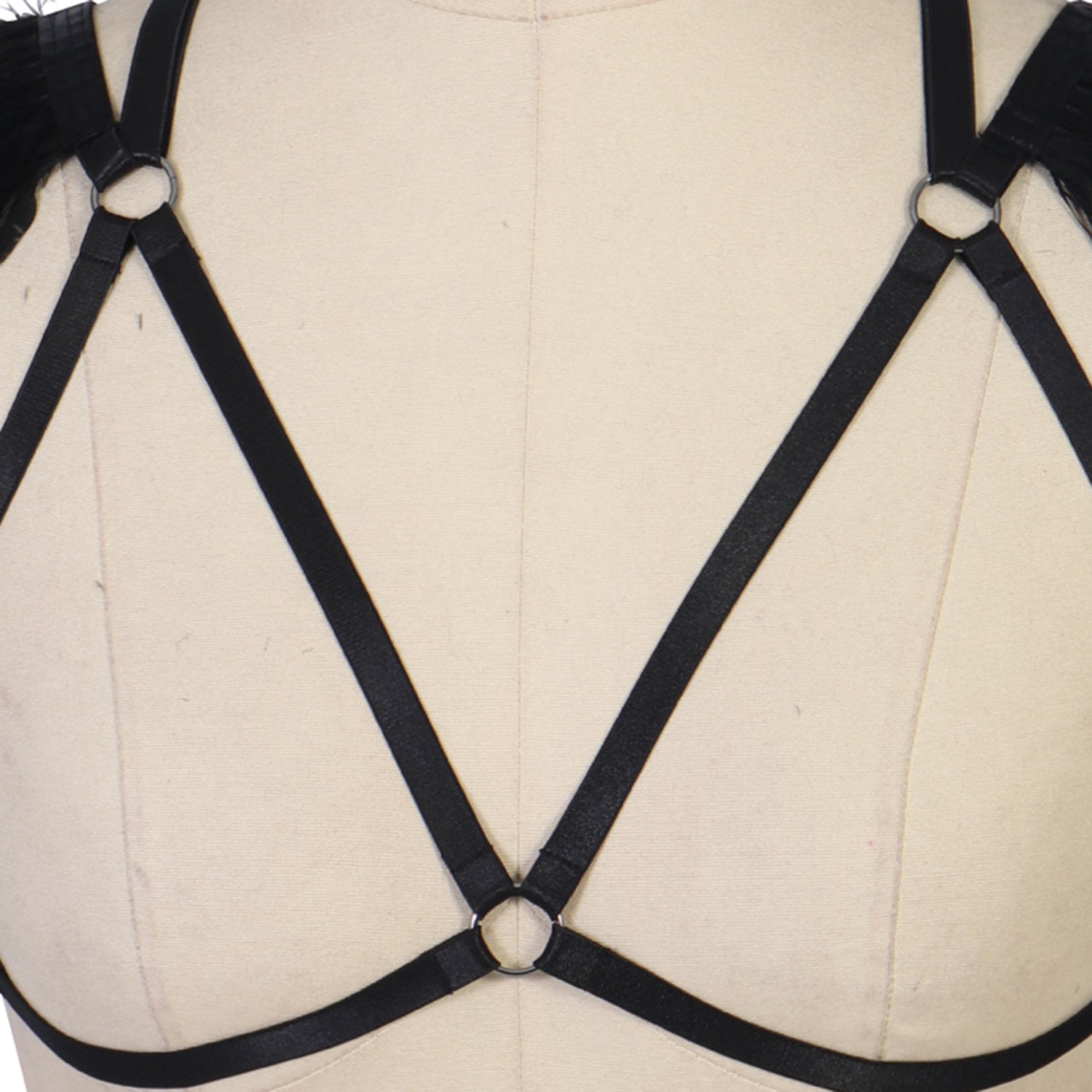 Extreme Harness Bra White Strappy Harness Lingerie Feather Bra