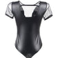 Extreme Leather Bodysuit Black mature women lingerie Slutty Teddy