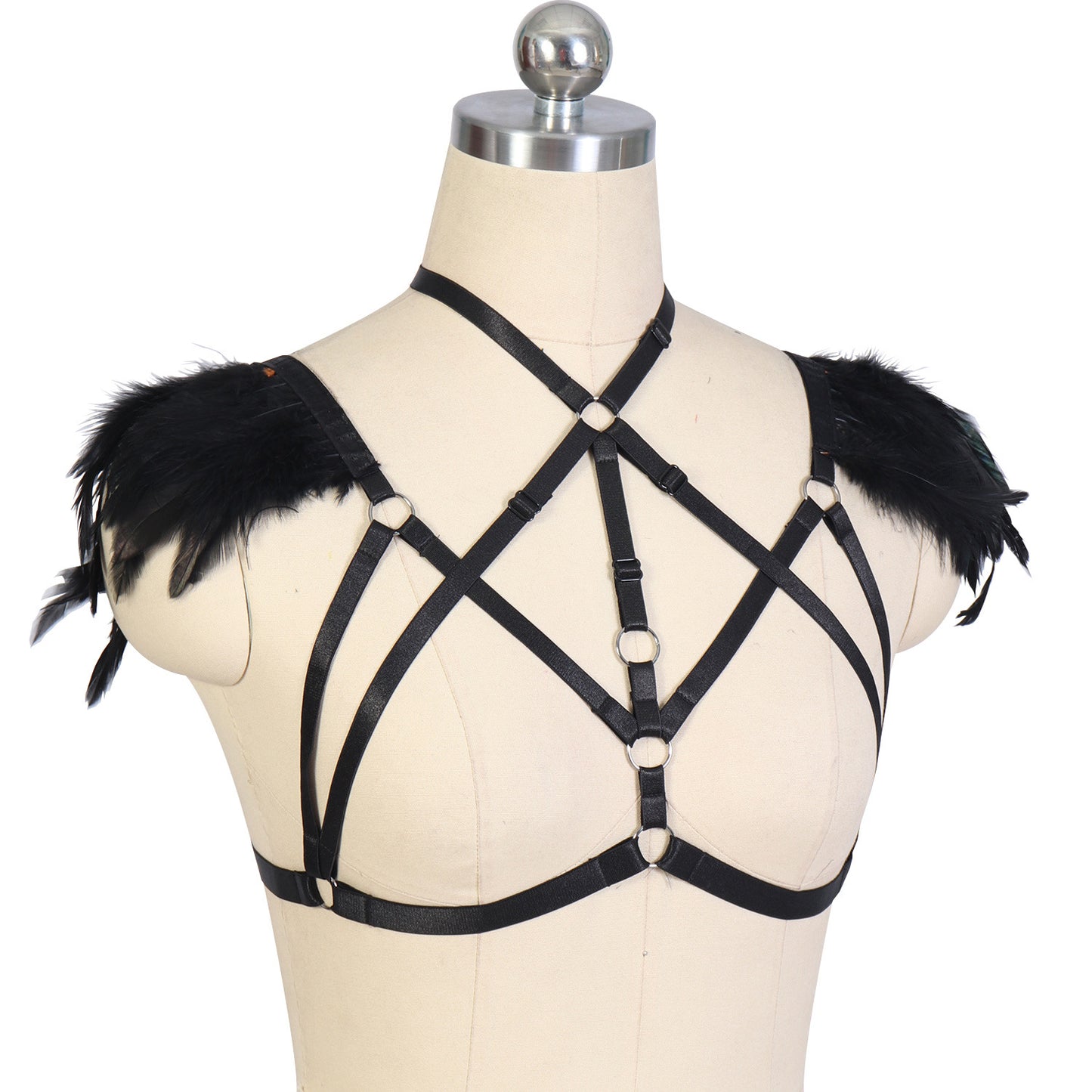 Extreme Sexiest Bra White Bdsm Harness Lingerie Feather Bra