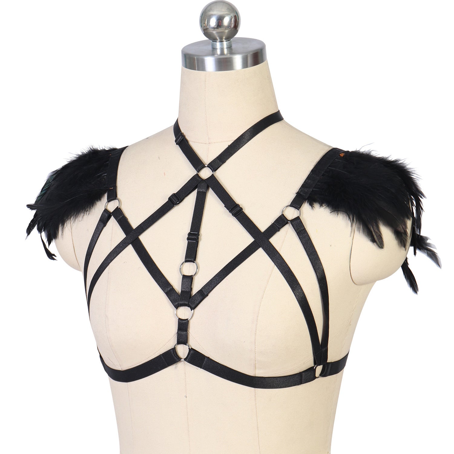 Extreme Sexiest Bra White Bdsm Harness Lingerie Feather Bra