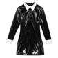 Extreme Sexy Long Sleeve Dresses Womens Leather Lingerie