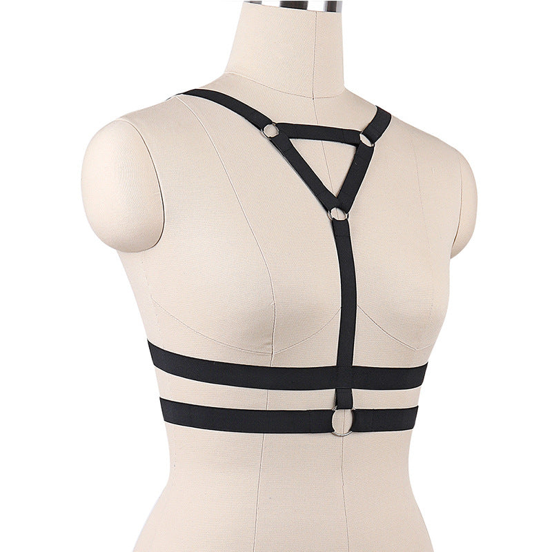 Extreme Sexy No Bra White Body Harness Lingerie