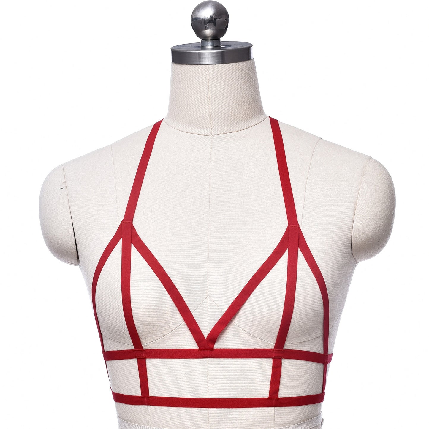 Extreme Strappy Bra Red Black Body Harness Lingerie