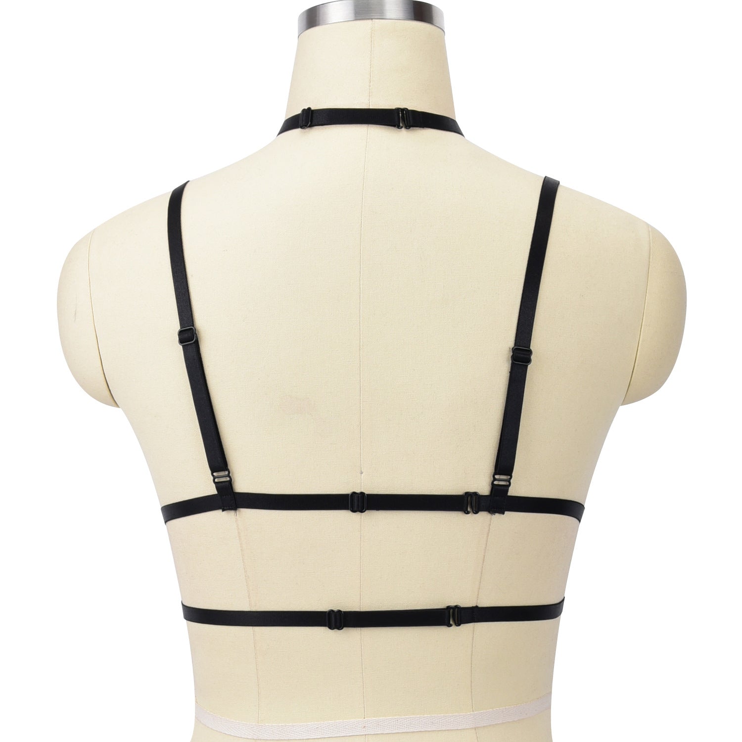 Extreme Strappy Bra White Black Body Harness Lingerie