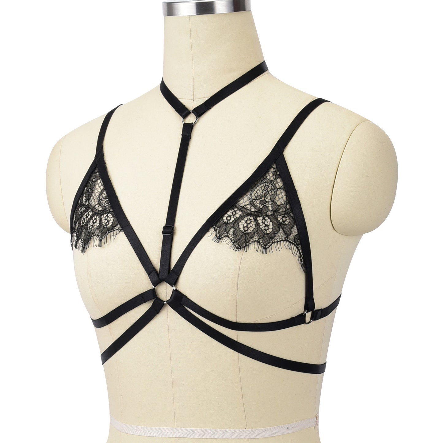 Extreme Strappy Bra White Black Body Harness Lingerie