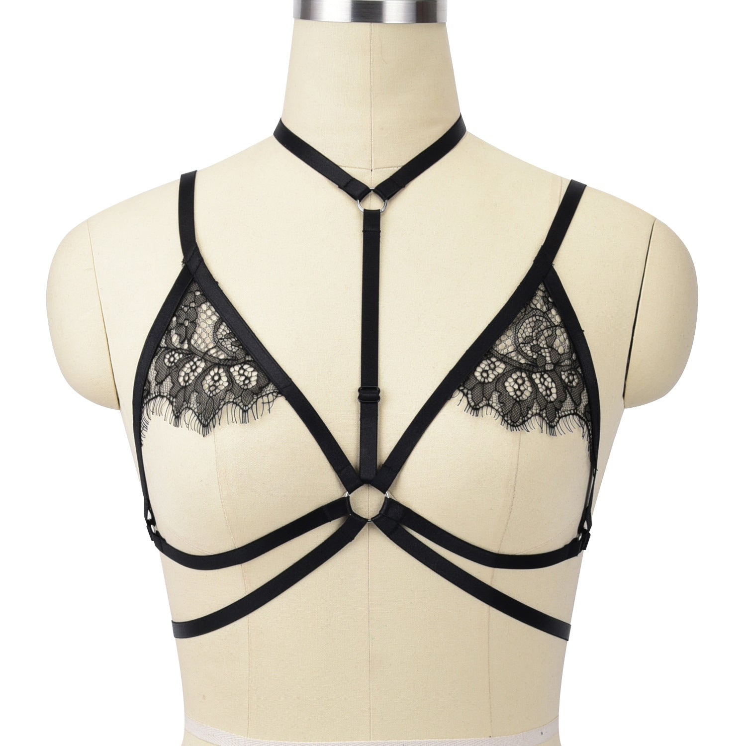 Extreme Strappy Bra White Black Body Harness Lingerie