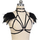 Extreme Strappy Bra White Sexy Harness Lingerie Feather Bra