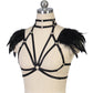 Extreme Strappy Bra White Sexy Harness Lingerie Feather Bra