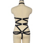 Extreme Womens Black Bodysuit Slutty Bondage Harness Lingerie Intimate Teddy