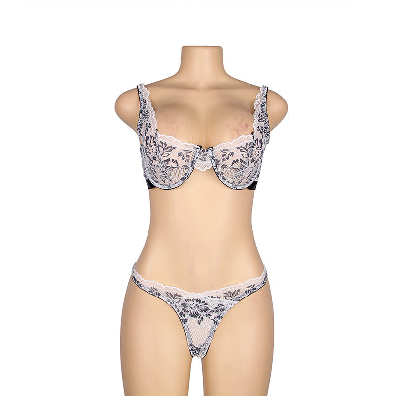 Floral Sexy Blonde Lingerie Set Lace amateur mature lingerie Bra Panties🌹