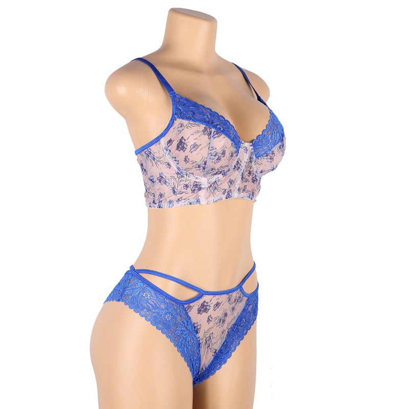 Floral Sexy Valentines Lingerie Set Blue sexy lingerie mature🌹