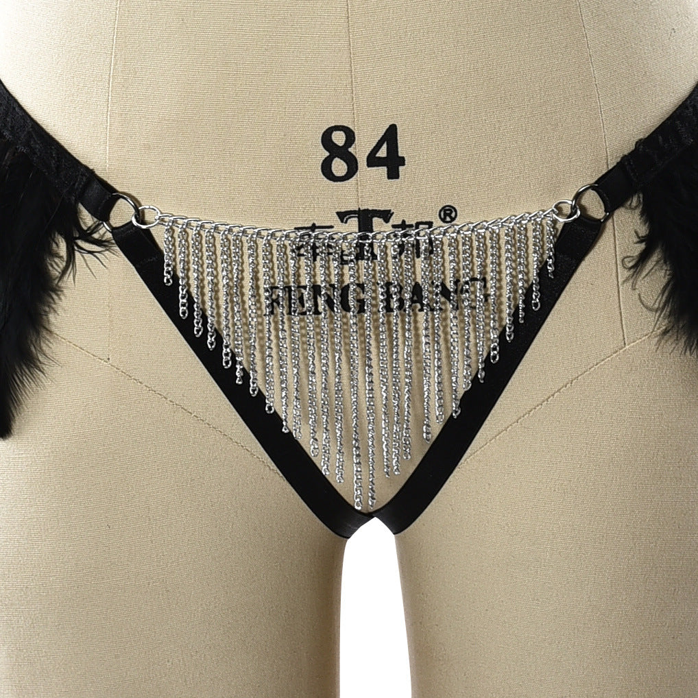 Hot Best Crotchless Panties Sexy Bdsm Lingerie Harness Feather Thong