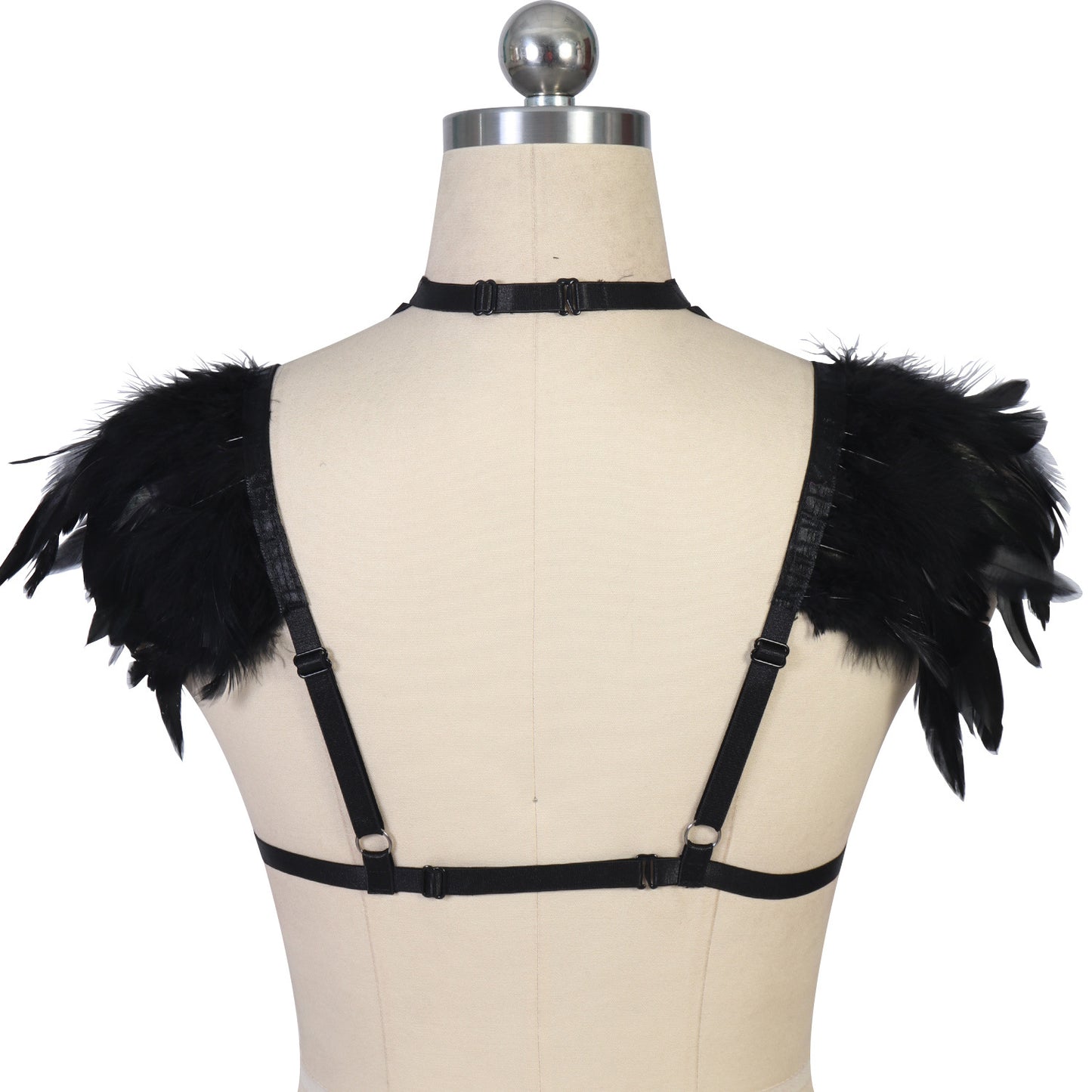 Hot Bra for Sexy Sexy Black Body Harness Lingerie Feather Bra