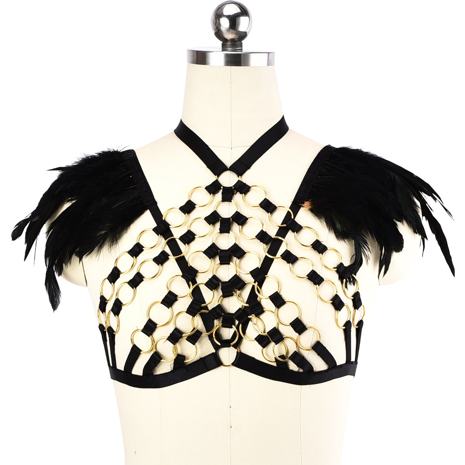 Hot Strappy Bra Sexy Sexy Harness Lingerie Feather Bra