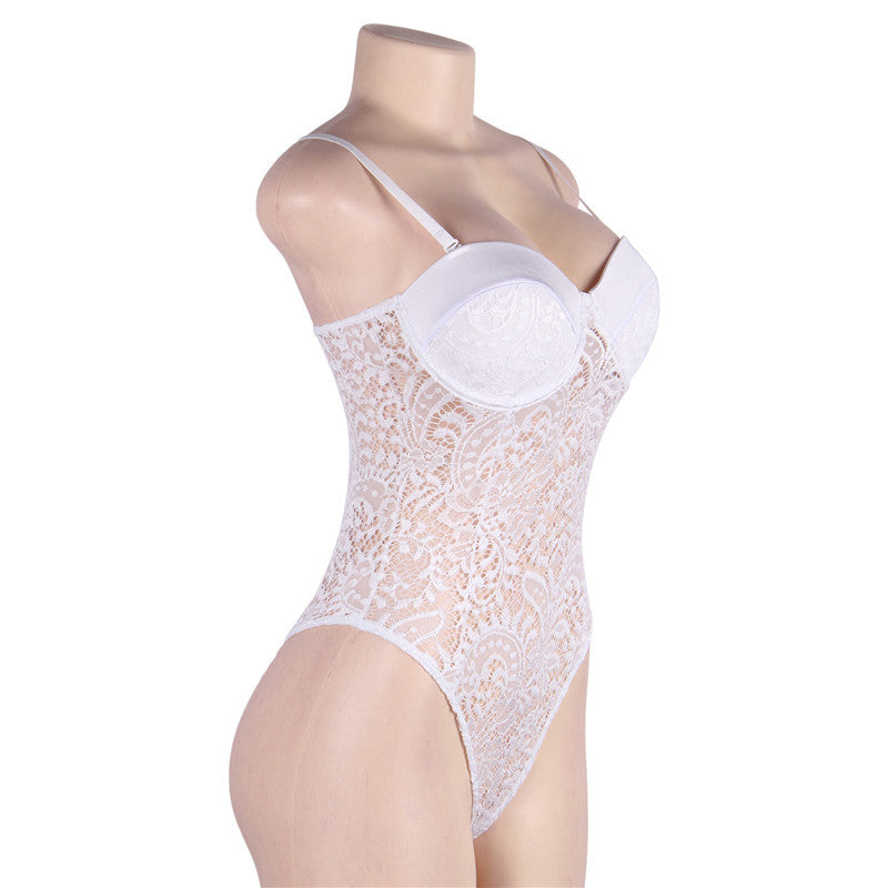 Hot White Lace Bodysuit Revealing amateur mature lingerie Sex Teddy