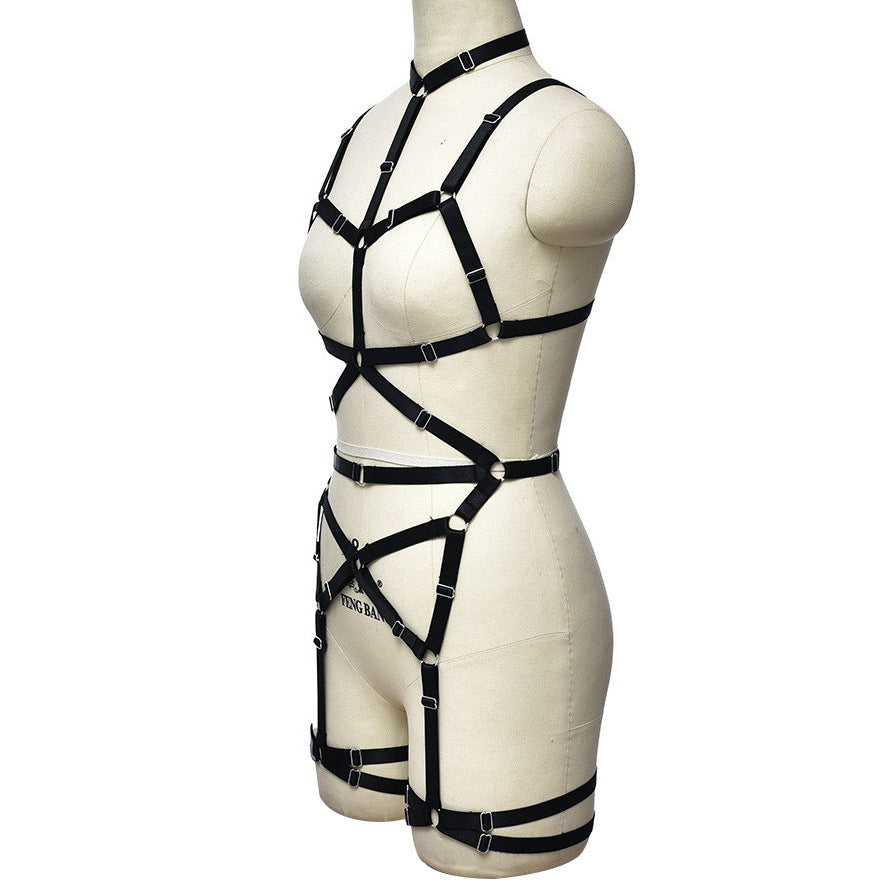 Hot Womens Black Bodysuit White Black Body Harness Lingerie Wife Teddy