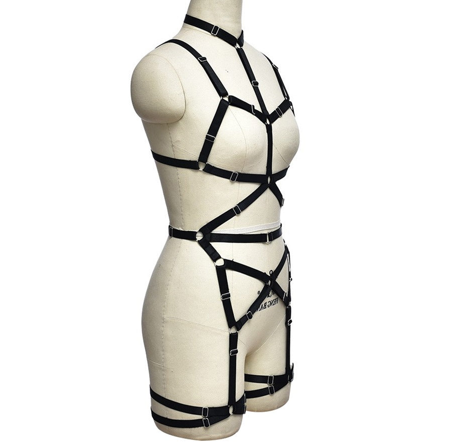 Hot Womens Black Bodysuit White Black Body Harness Lingerie Wife Teddy