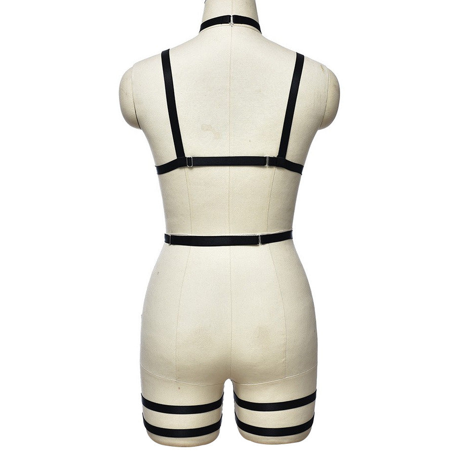 Hot Womens Black Bodysuit White Black Body Harness Lingerie Wife Teddy