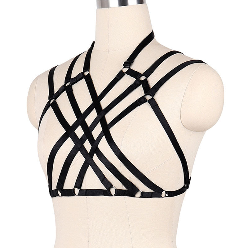 Intimate Bra for Sexy Latina Black Body Harness Lingerie