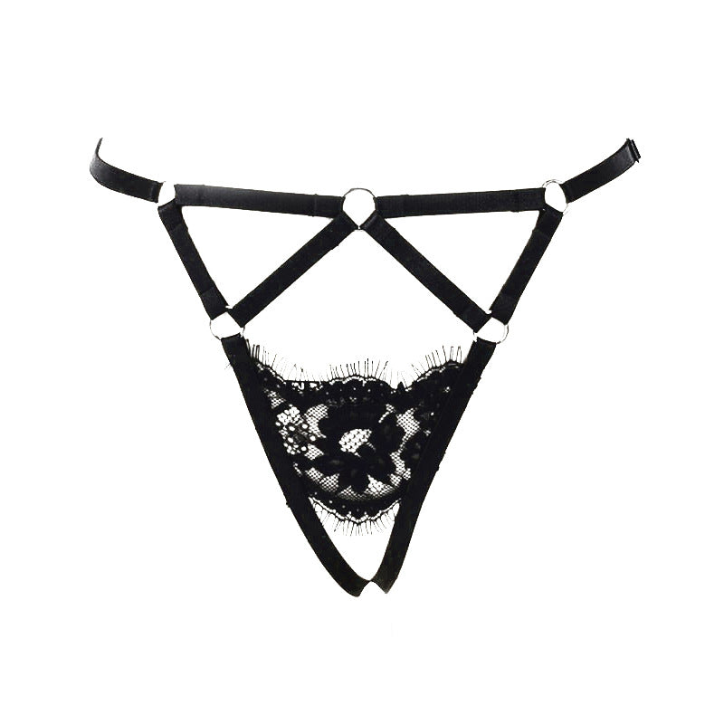 Intimate Crotchless Panties. Latina Sexy Harness Lingerie Slutty Thong