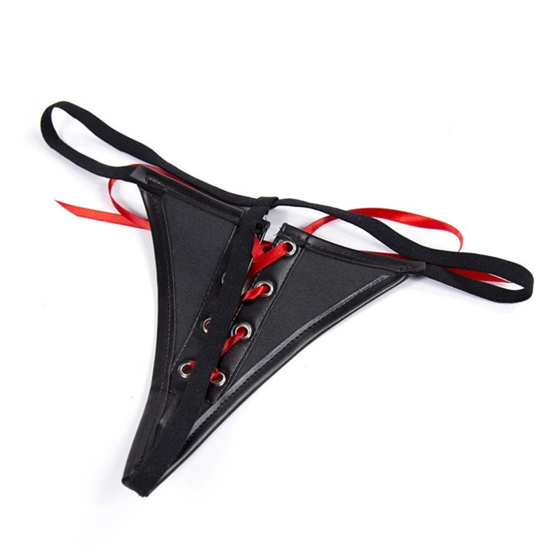 Intimate Panties Crotchless Bdsm Leather Lingerie Thong