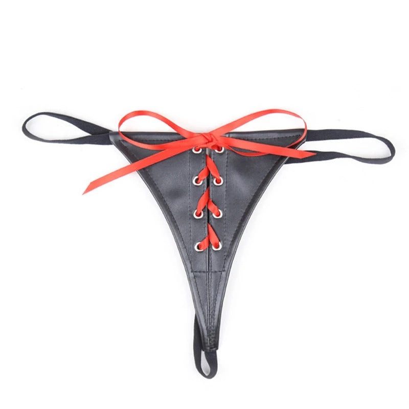 Intimate Panties Crotchless Bdsm Leather Lingerie Thong