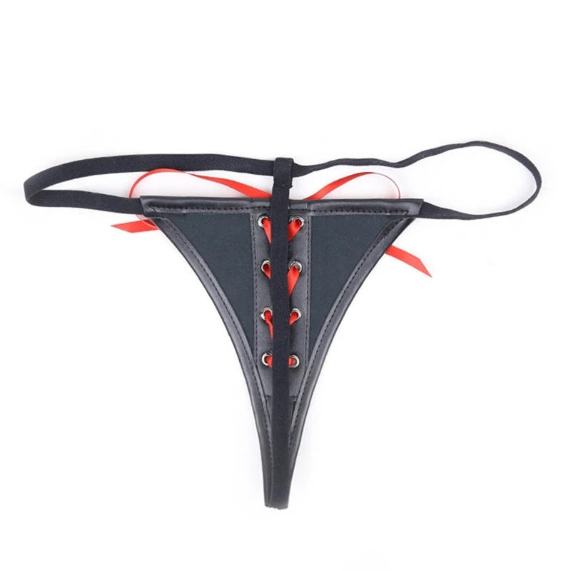 Intimate Panties Crotchless Bdsm Leather Lingerie Thong