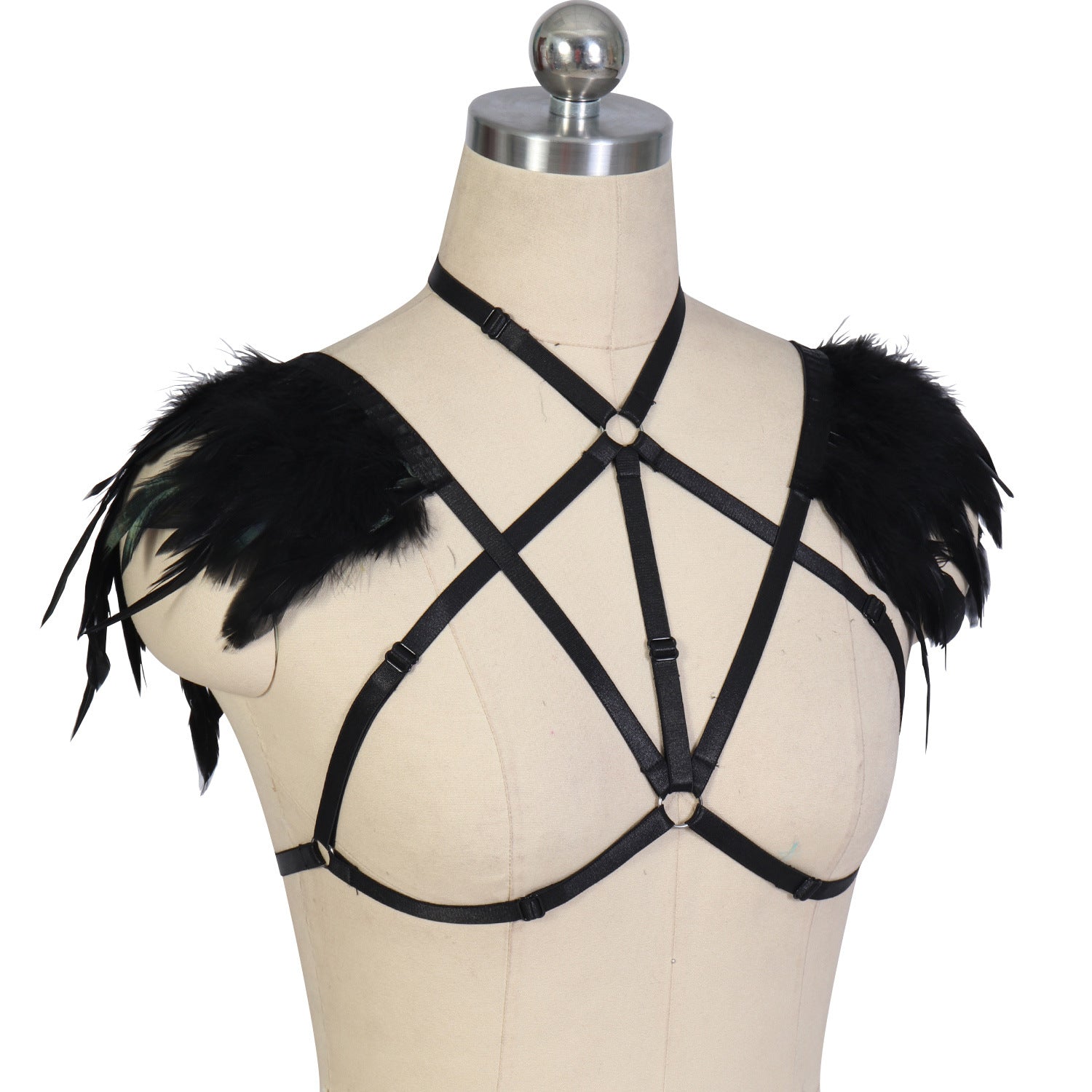 Intimate Sexy Bra Latina Bondage Harness Lingerie Feather Bra