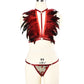 Intimate Sexy Lingerie Bra Set Submissive Strappy Harness Lingerie Feather Bra Panties