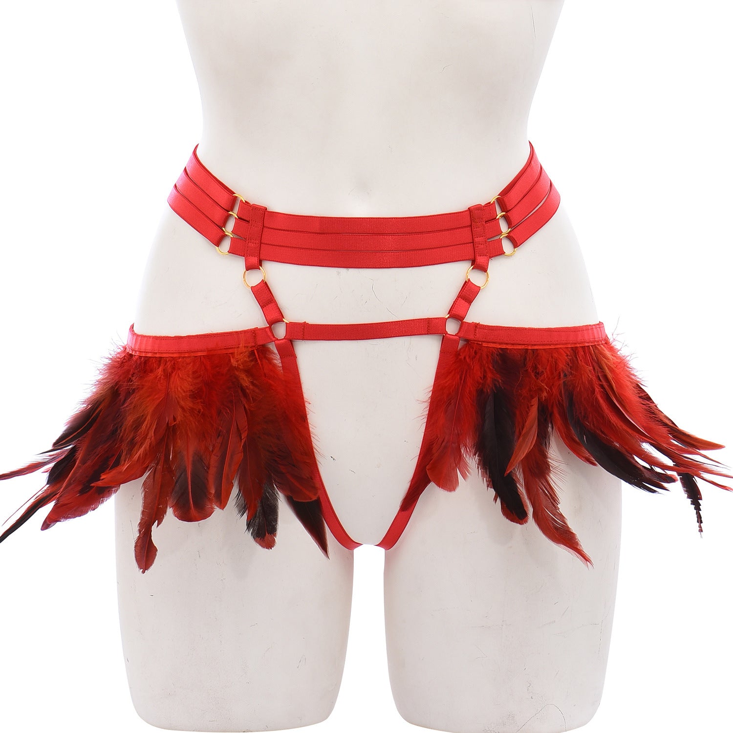 Latina Female Crotchless Panties Intimate Bondage Harness Lingerie Feather Thong