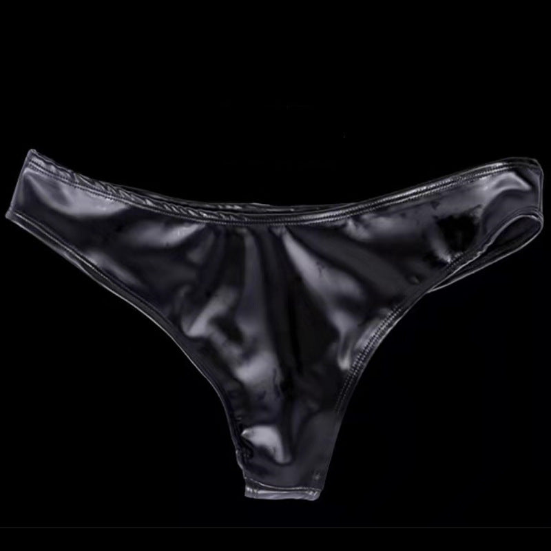 Latina Panties Crotchless Black Leather Lingerie