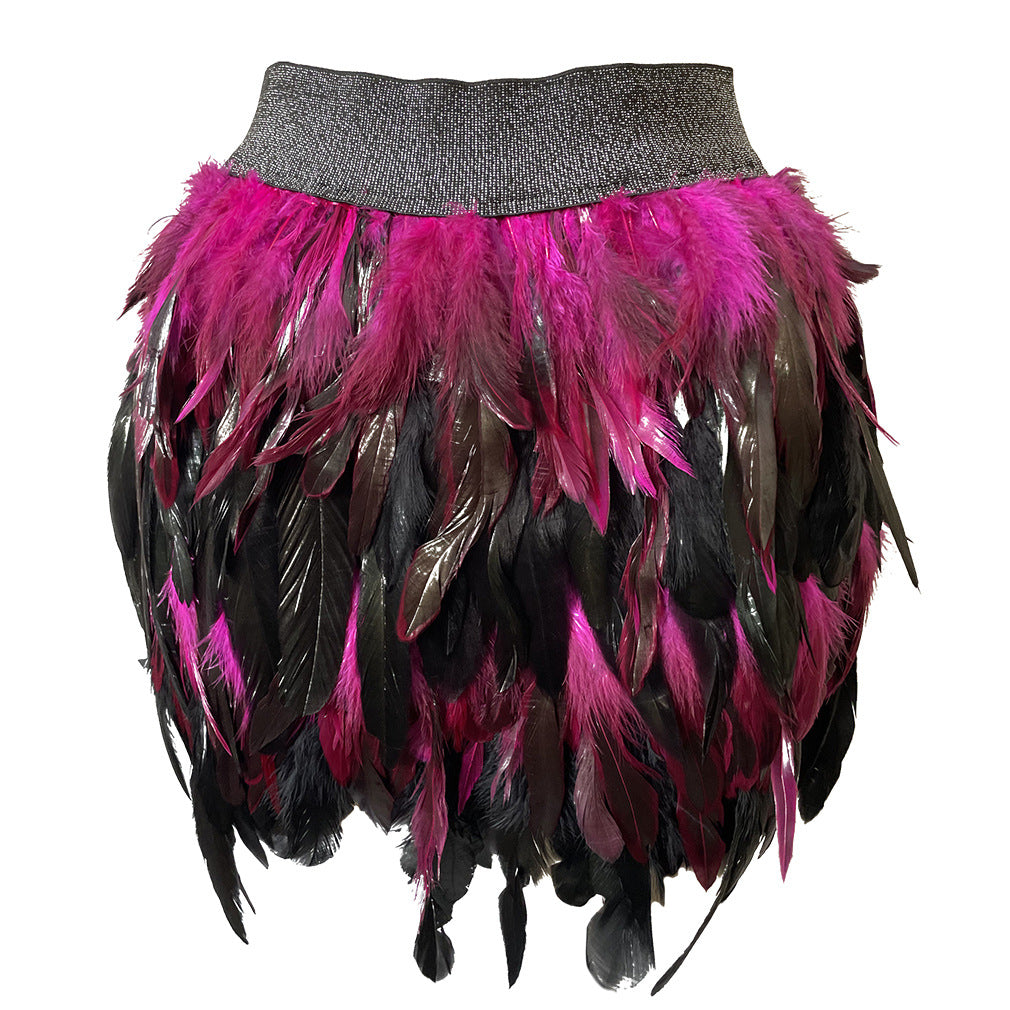 Latina Sexy Valentines Lingerie Women  Feather Mini Skirt