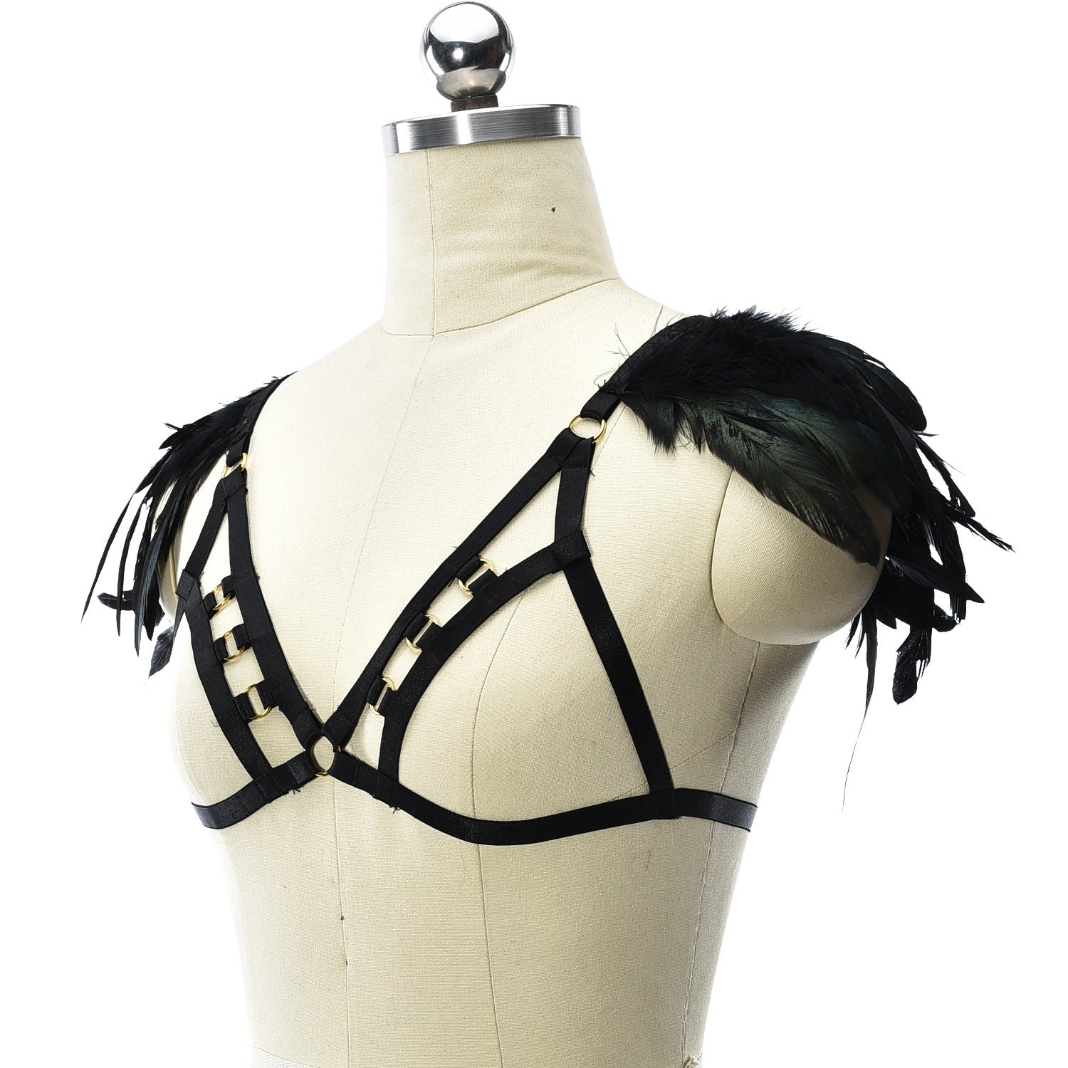 Latina Strappy Bra Intimate Sexy Harness Lingerie Feather Bra