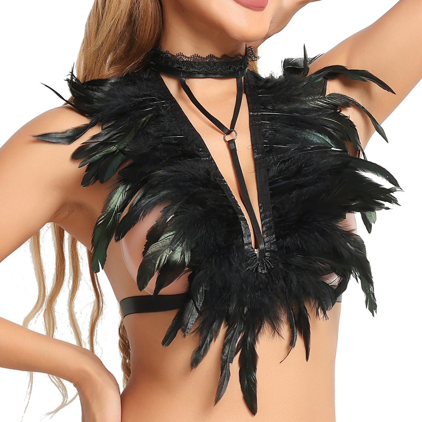 Nasty Harness Bra Couples Strappy Harness Lingerie Feather Bra