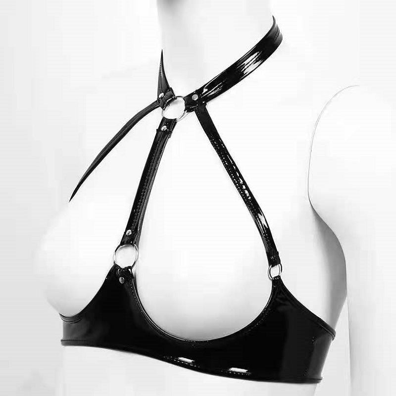 Nasty Harness Bra Faux Leather Lingerie Extreme Top