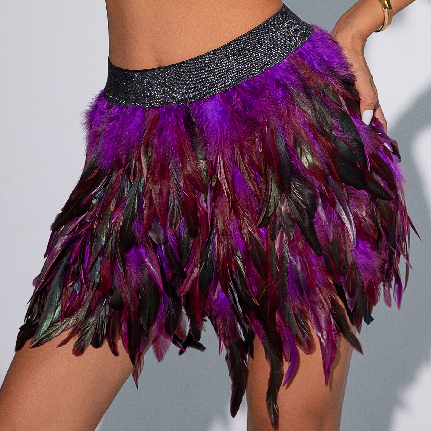 Nasty Sexy Crotchless Lingerie Revealing Plus Size Feather Skirt