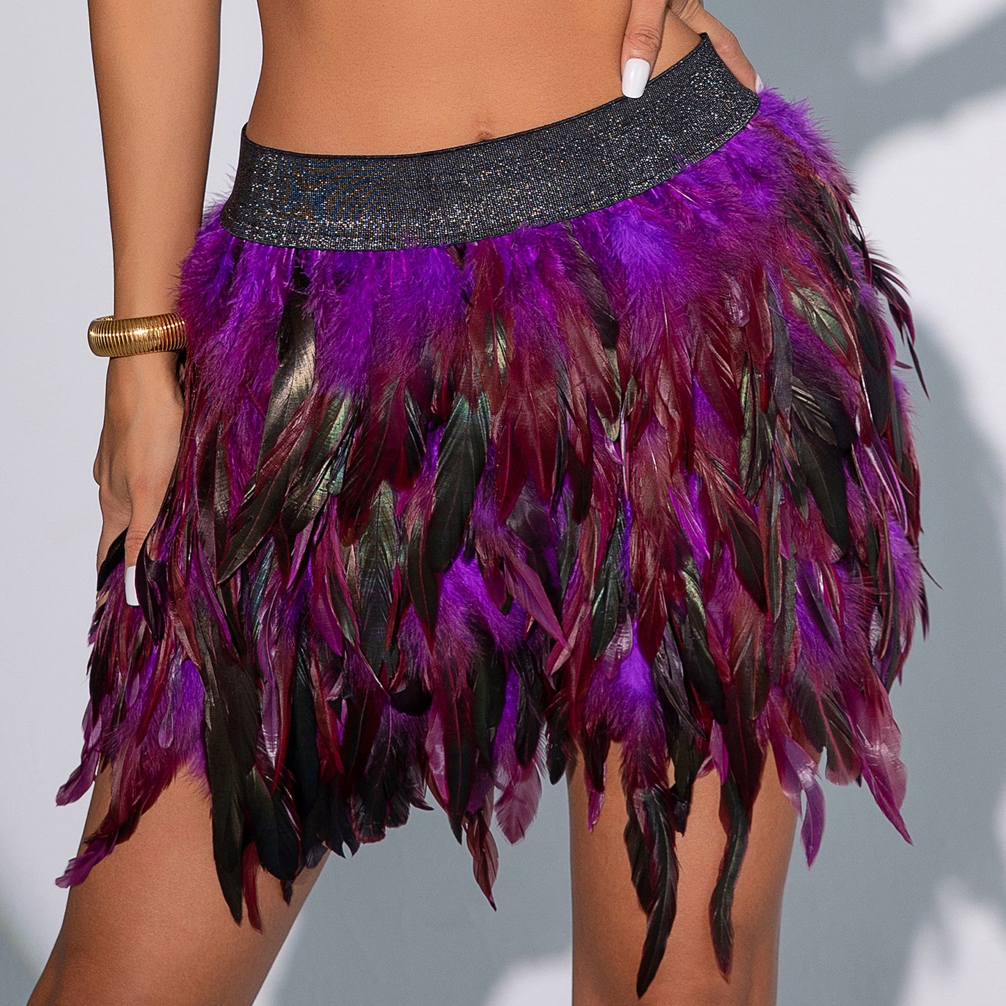 Nasty Sexy Crotchless Lingerie Revealing Plus Size Feather Skirt