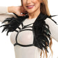 Nasty Sexy No Bra Couples Body Harness Lingerie Feather Bra