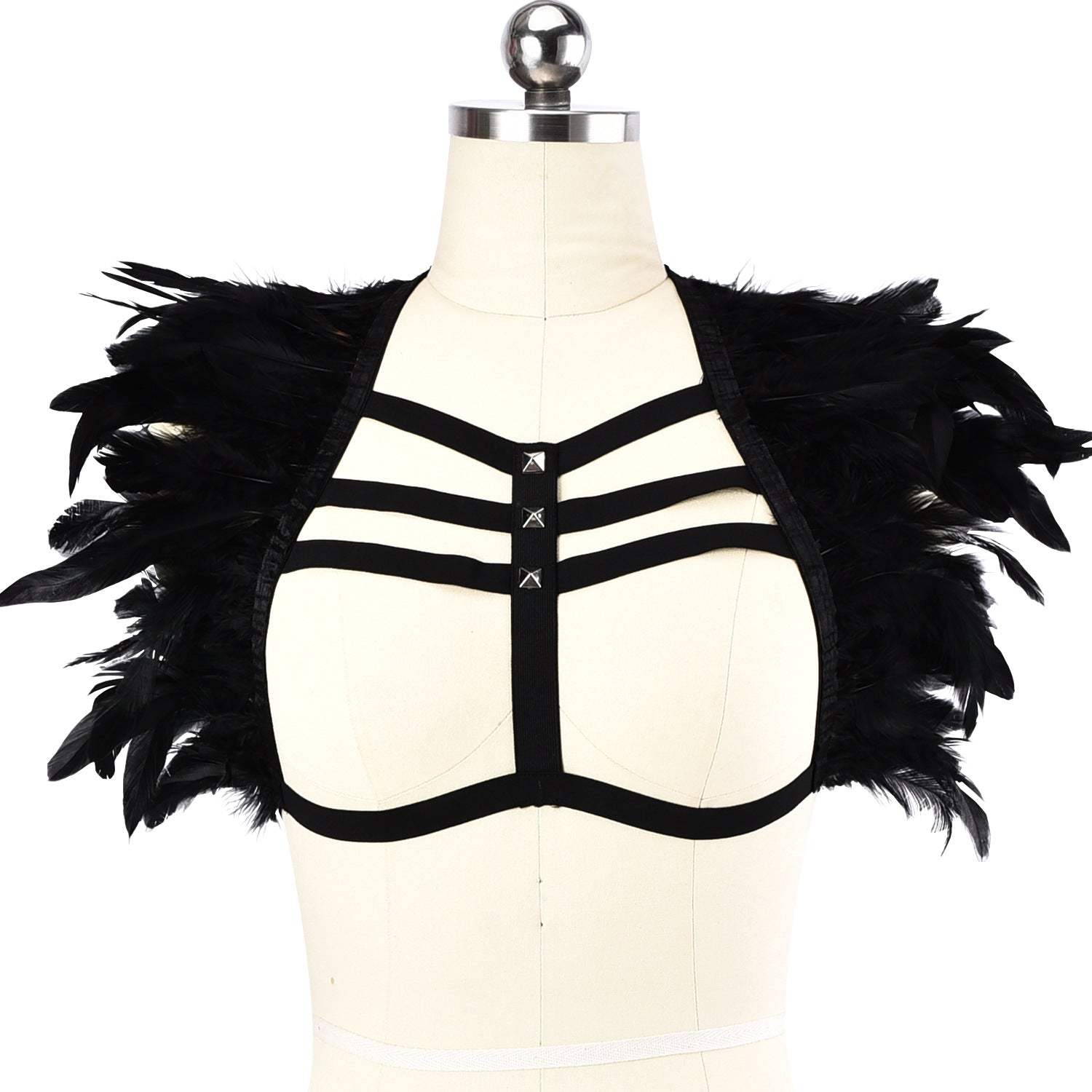 Nasty Sexy No Bra Couples Body Harness Lingerie Feather Bra