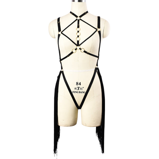 Nasty White Bodysuit Revealing Sexy Harness Lingerie Submissive Teddy